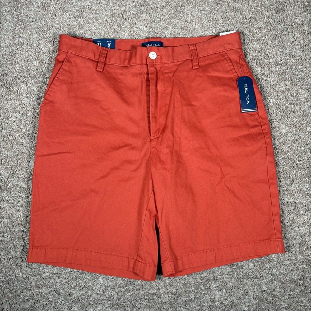 Nautica Deck Shorts Classic‎ Fit Stretch Casual Hot Sauce Size 32